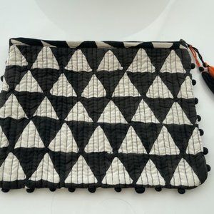 Bag-all Medium Size Pom Pom Quilted Pouch/Clutch/ Makeup bag.